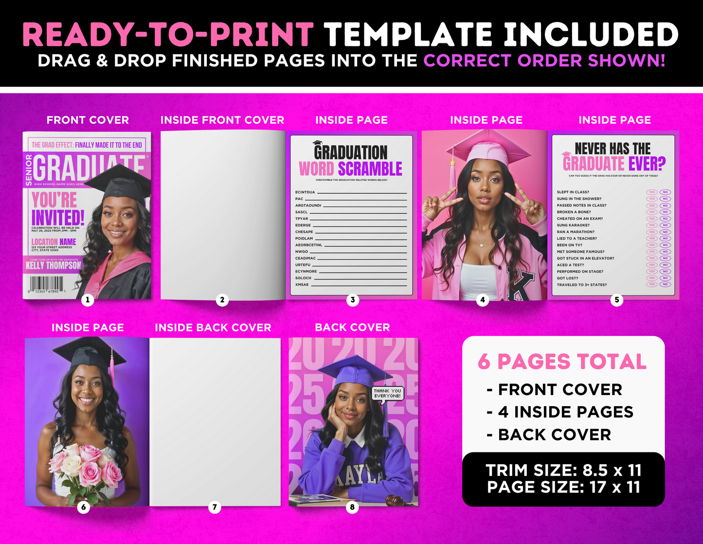 Graduation Magazine + Activity Booklet | Customizable DIY Booklet | Grad Party Decor
