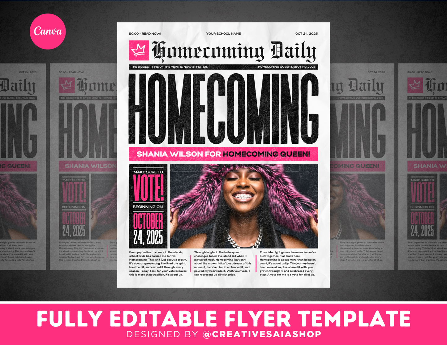 Homecoming Flyer | Customizable DIY HOCO Flyer | Daily News | Newspaper Flyer