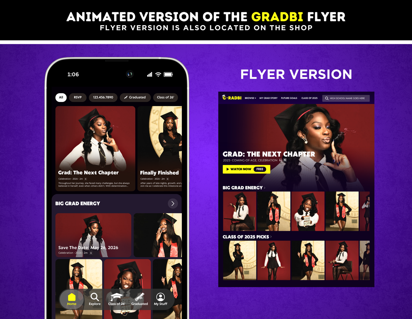 Graduation Animated Invitation | Customizable DIY Invitation | Streaming Platform | Tubi Inspired