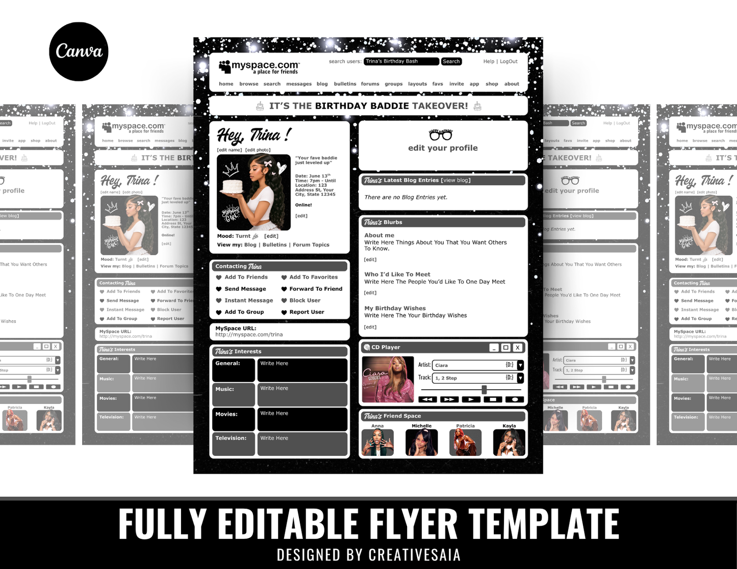 Graduation Flyer | Customizable DIY Invitation Flyer | MySpace Themed Flyer