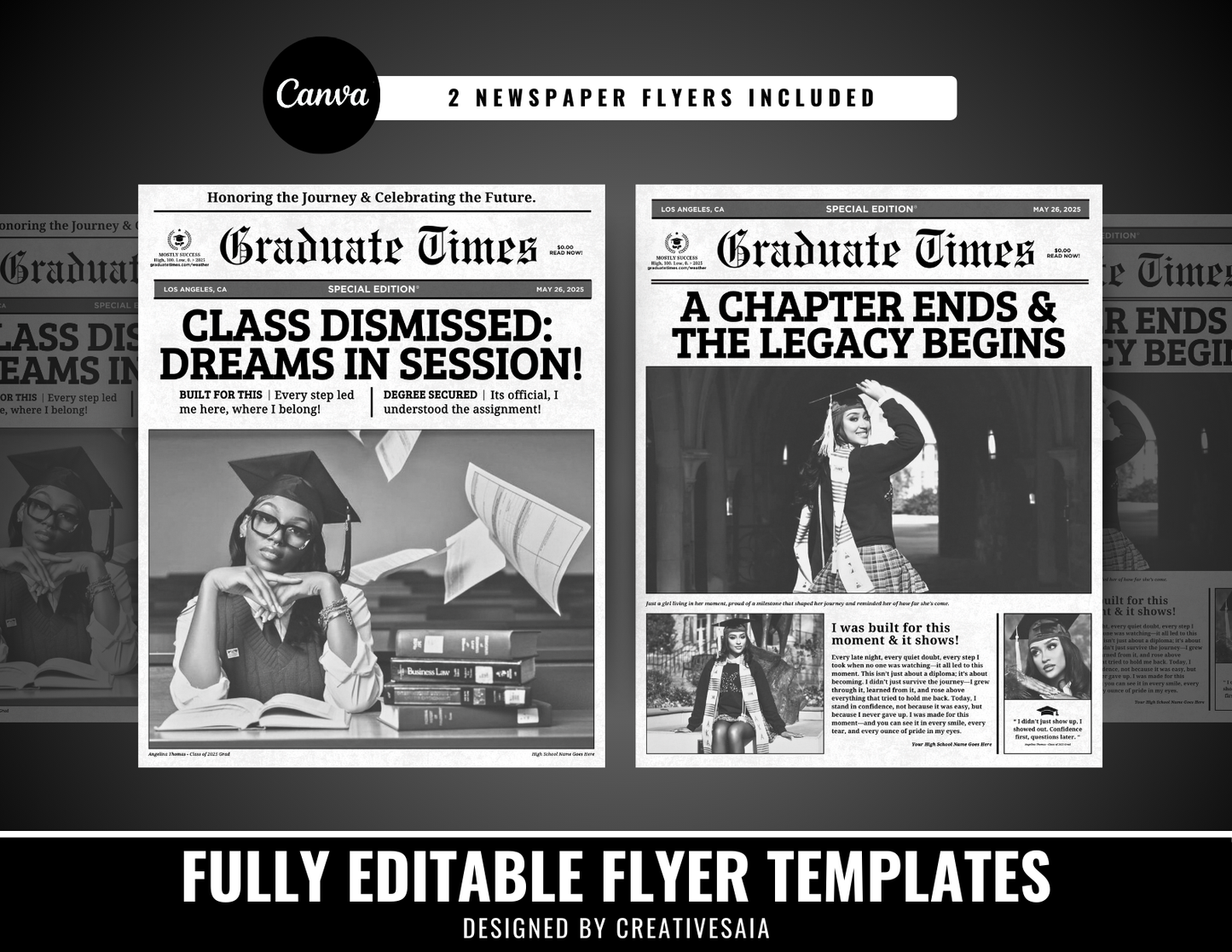Graduation Flyers | Customizable DIY Invitation Flyers | Graduate Times | Newspaper Flyers