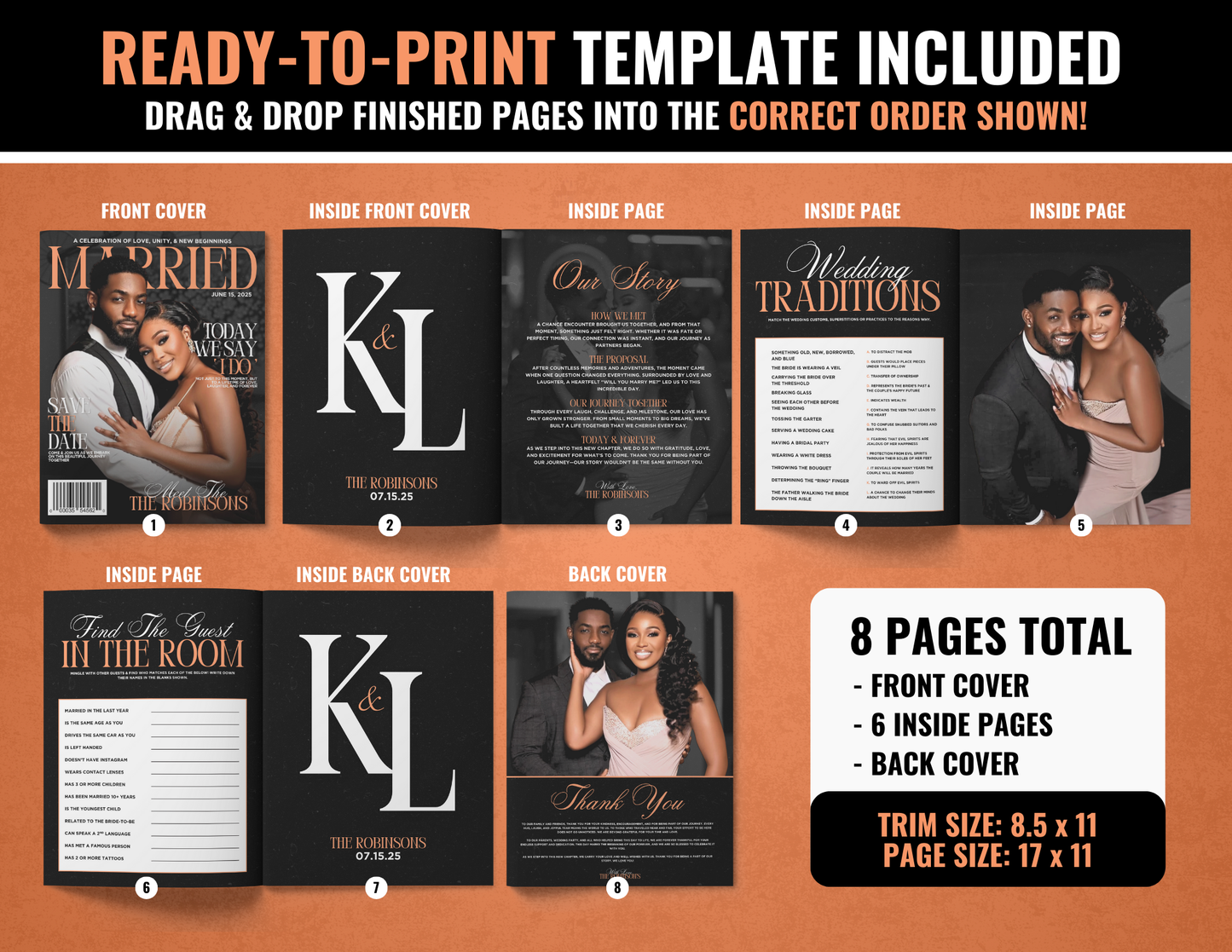 Wedding Magazine + Activity Booklet | Customizable DIY Booklet | Wedding Ceremony