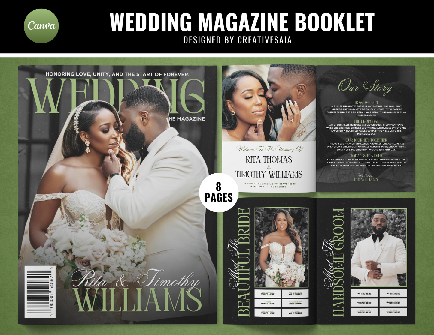 Wedding Magazine Booklet | Customizable DIY Booklet | Wedding Ceremony