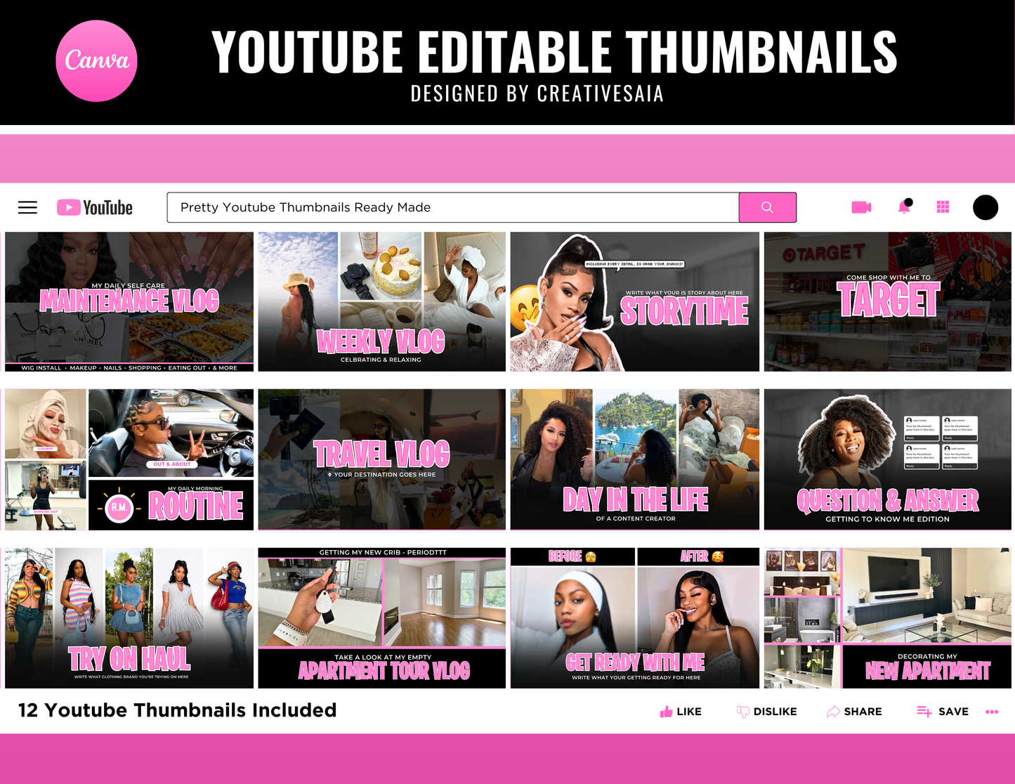 12 YouTube Thumbnails | Customizable DIY YouTube Thumbnails