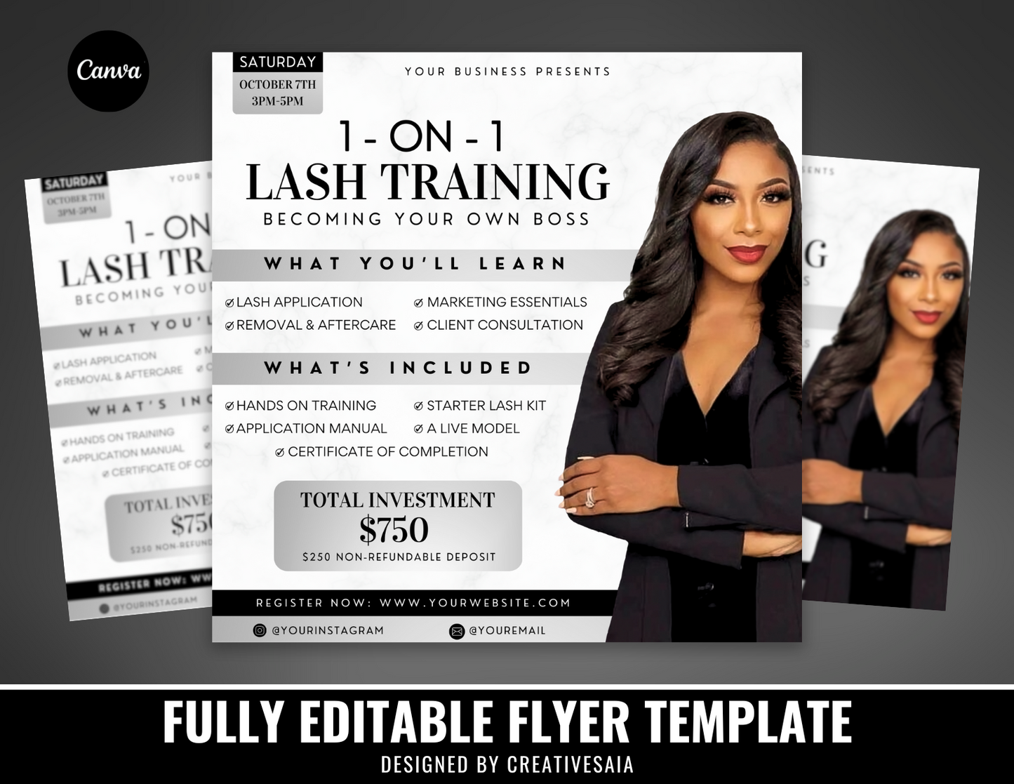 1-on-1 Lash Training Class Flyer | Customizable DIY Lash Masterclass