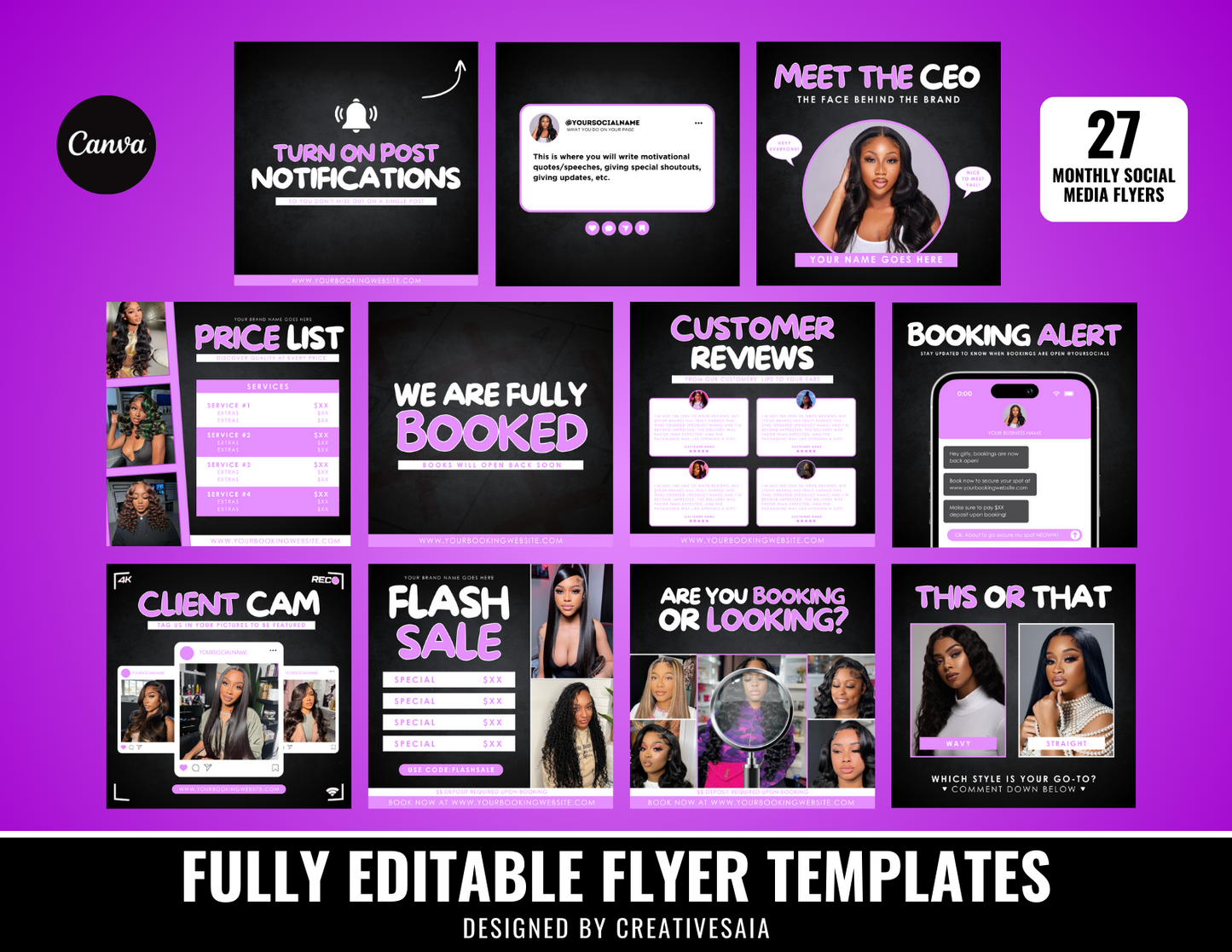 27 Purple Social Media Bundle | Customizable DIY Business Bundle