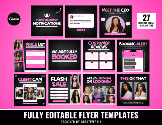 27 Pink Social Media Bundle | Customizable DIY Business Bundle