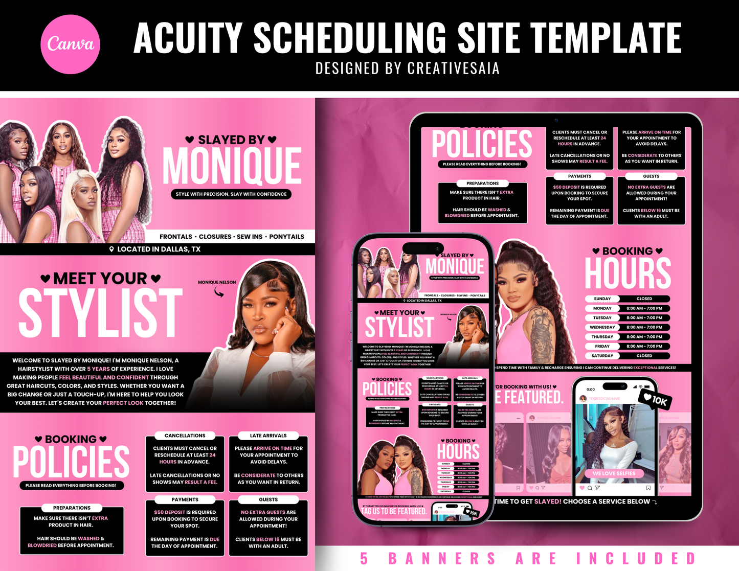 Hairstylist Acuity Scheduling Template | Customizable DIY Acuity Site