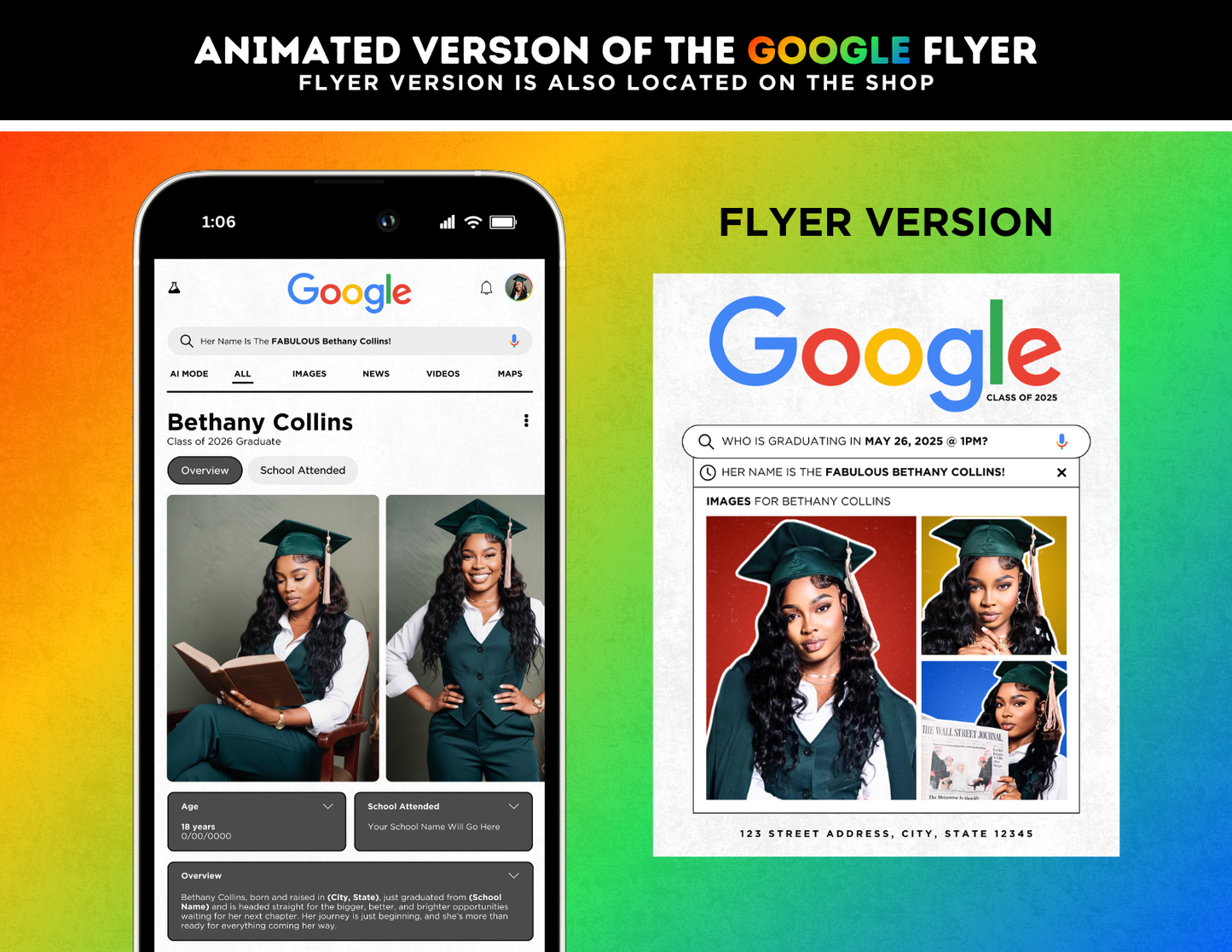 Graduation Animated Invitation | Customizable DIY Invitation | Search Engine | Google Inspired