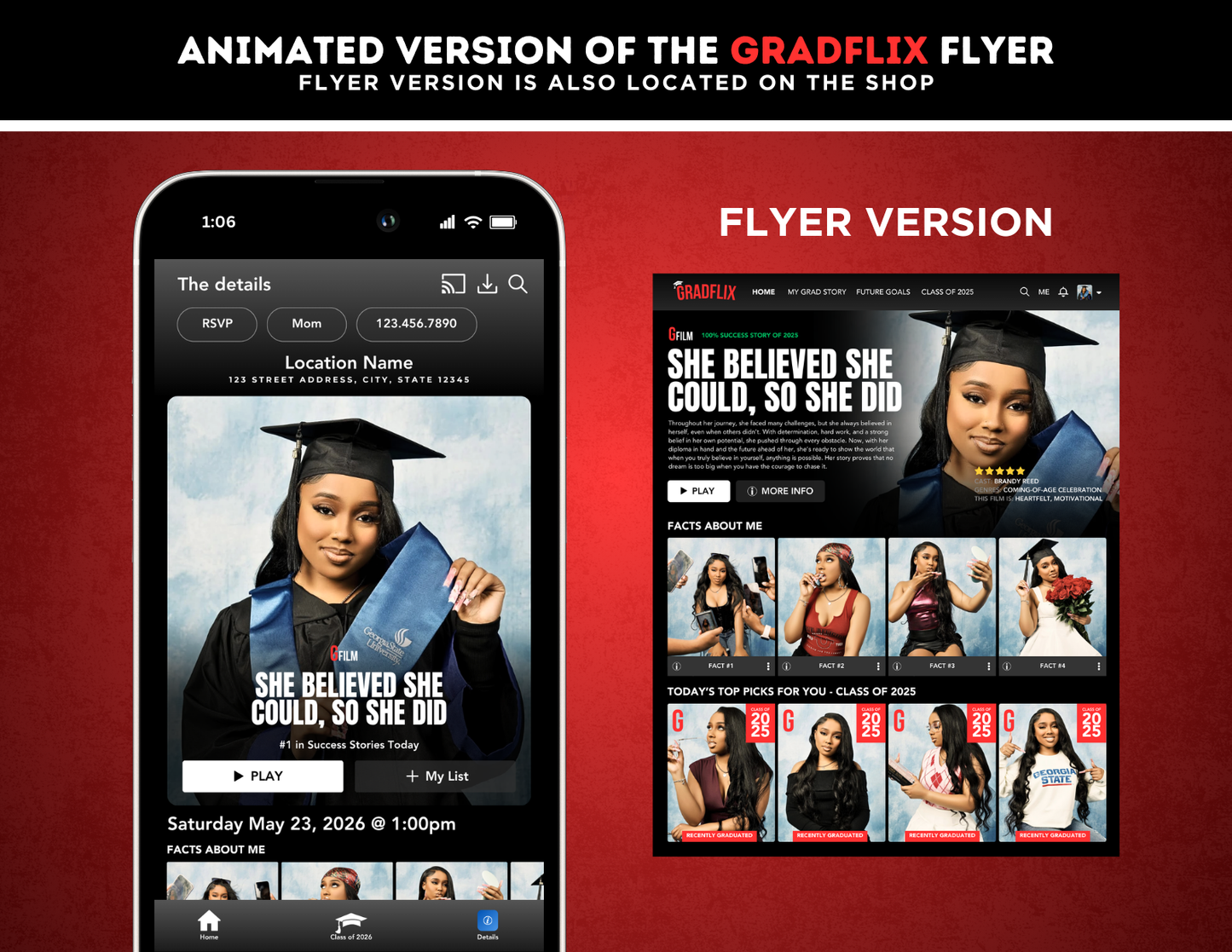 Graduation Animated Invitation | Customizable DIY Invitation | Streaming Platform | Netflix Inspired