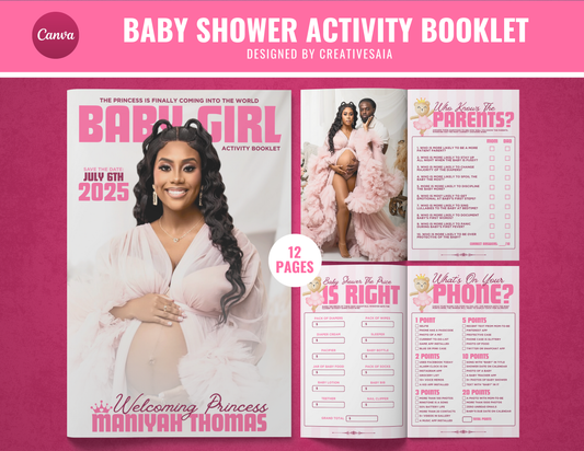 Baby Shower Activity Booklet | Customizable DIY Booklet | Princess Themed Baby Shower