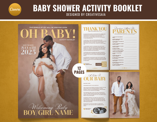 Baby Shower Activity Booklet | Customizable DIY Booklet | Elegant Themed Baby Shower