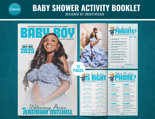 Baby Shower Activity Booklet | Customizable DIY Booklet | Prince Themed Baby Shower