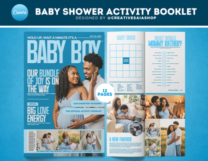 Baby Shower Activity Booklet | Customizable DIY Booklet | Baby Boy Sports Inspired