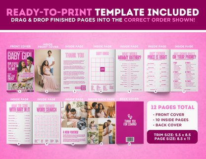 Baby Shower Activity Booklet | Customizable DIY Booklet | Baby Girl Sports Inspired