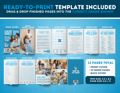 Baby Shower Activity Booklet | Customizable DIY Booklet | Baby Boy Sports Inspired