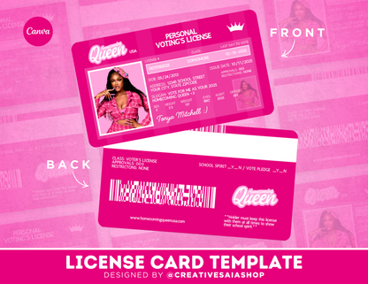 Homecoming License Card | Customizable DIY HOCO Card | Barbie Themed