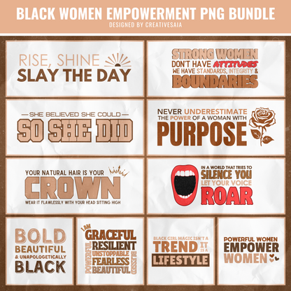 Black Women Empowerment PNG Bundle | DTF, DTG & Sublimation Friendly