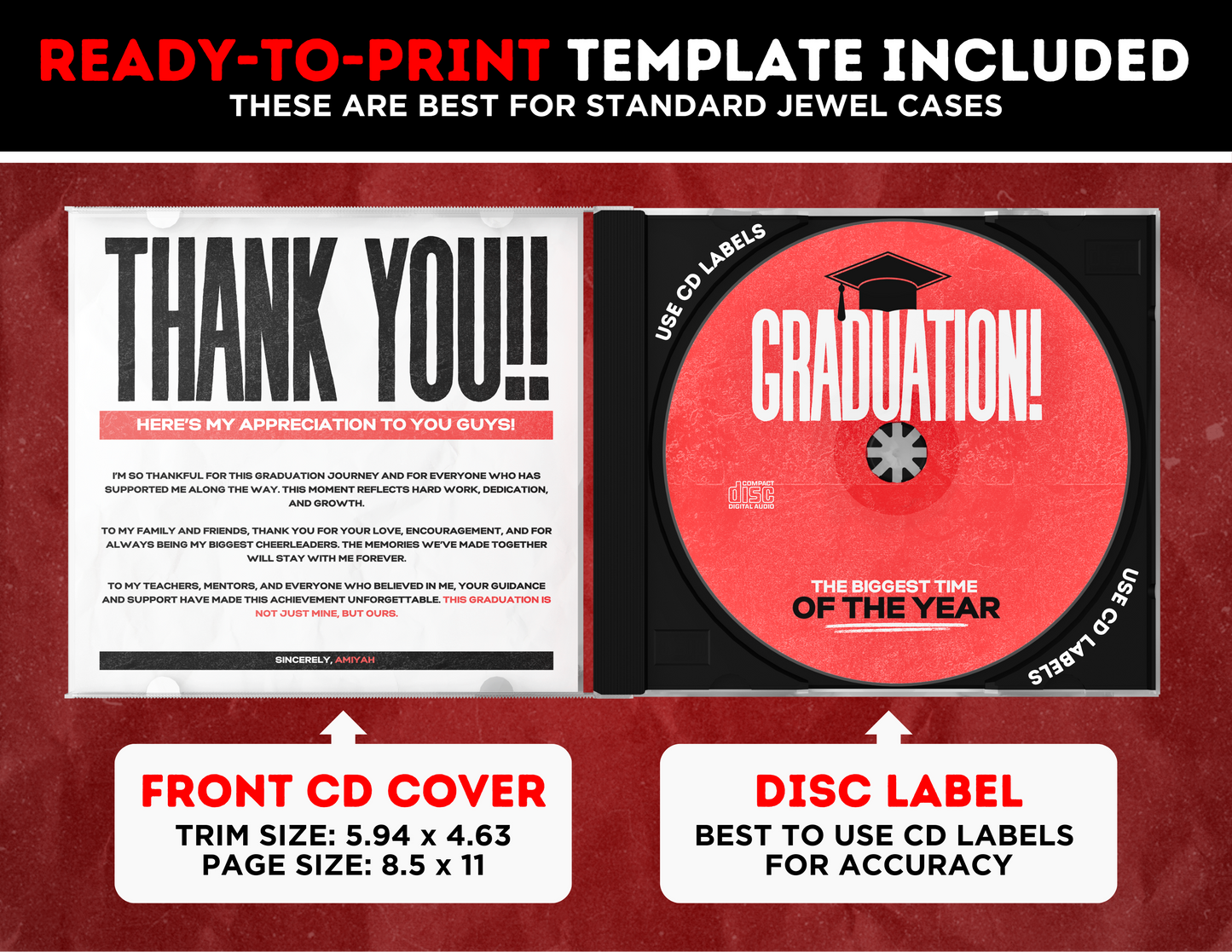Graduation CD Album | Customizable DIY Grad CD Album | Limited Edition Album