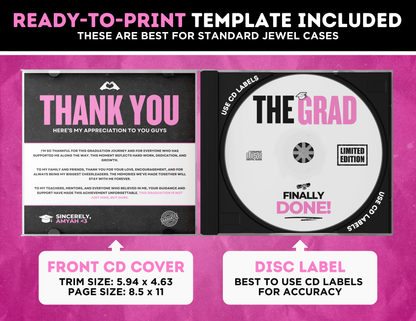Graduation CD Album | Customizable DIY Grad CD Album | Limited Edition Album