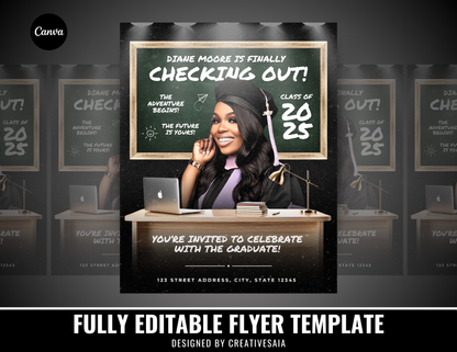 Graduation Flyer | Customizable DIY Invitation Flyer | Checking Out