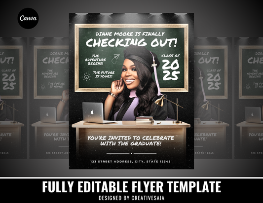 Graduation Flyer | Customizable DIY Invitation Flyer | Checking Out