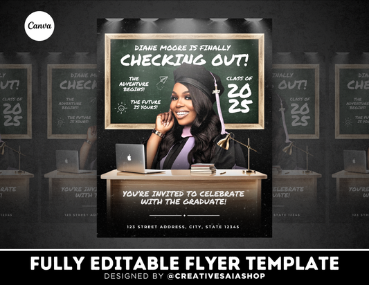 Graduation Flyer | Customizable DIY Invitation Flyer | Checking Out