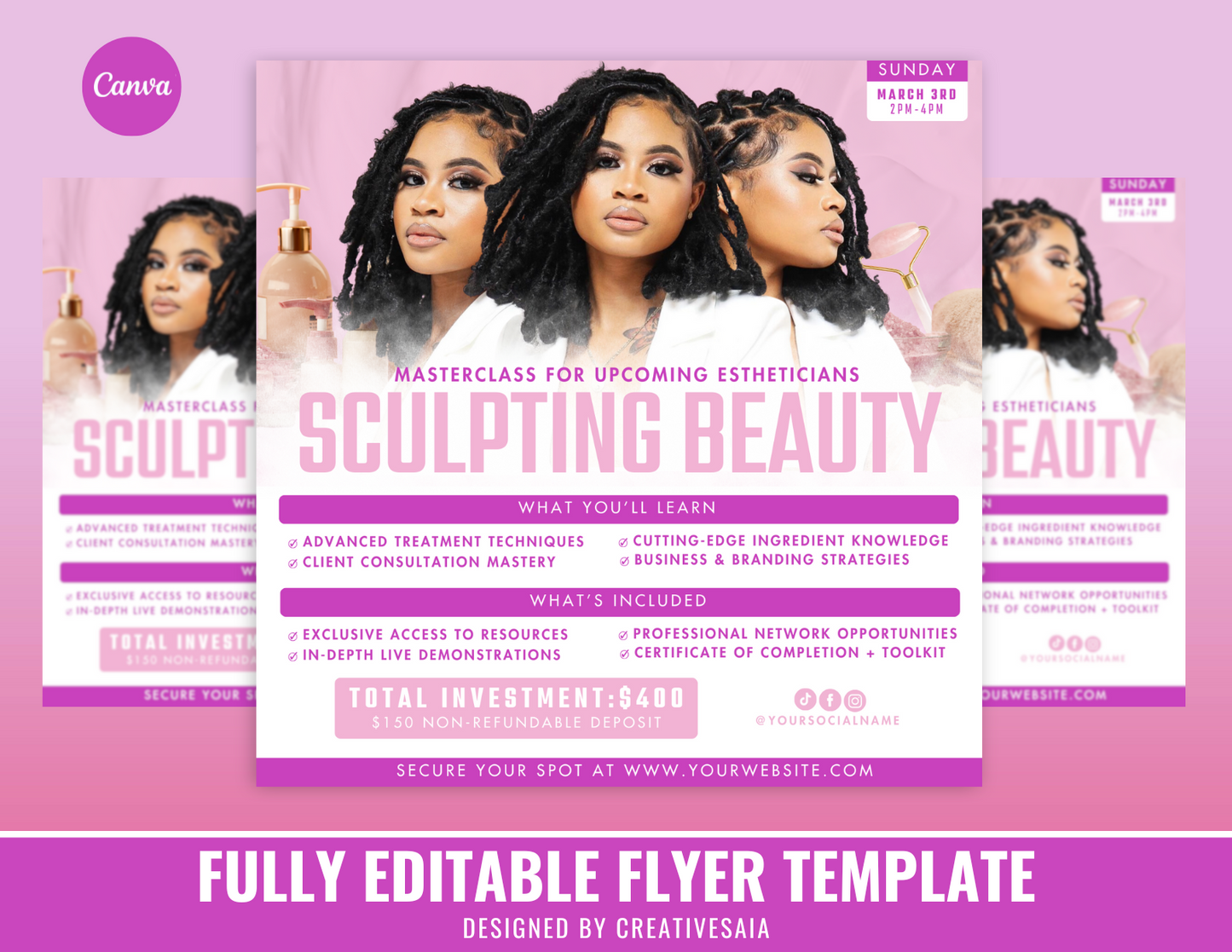 Esthetician Masterclass Flyer | Customizable DIY Business Flyer