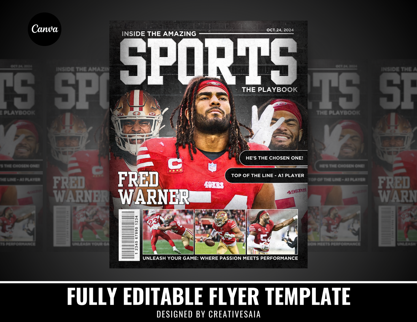 Sports Magazine Flyer | Customizable DIY Magazine Flyer | Football Flyer