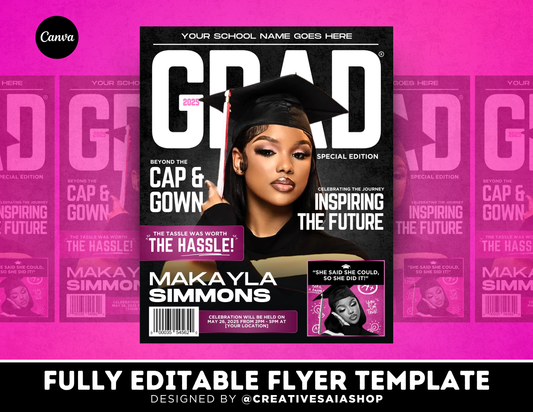 Graduation Flyer | Customizable DIY Invitation Flyer | Magazine Cover Flyer