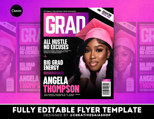 Graduation Flyer | Customizable DIY Invitation Flyer | Magazine Cover Flyer