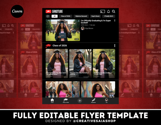 Graduation Flyer | Customizable DIY Invitation Flyer | YouTube Inspired