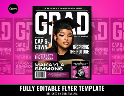 Graduation Flyer | Customizable DIY Invitation Flyer | Magazine Cover Flyer