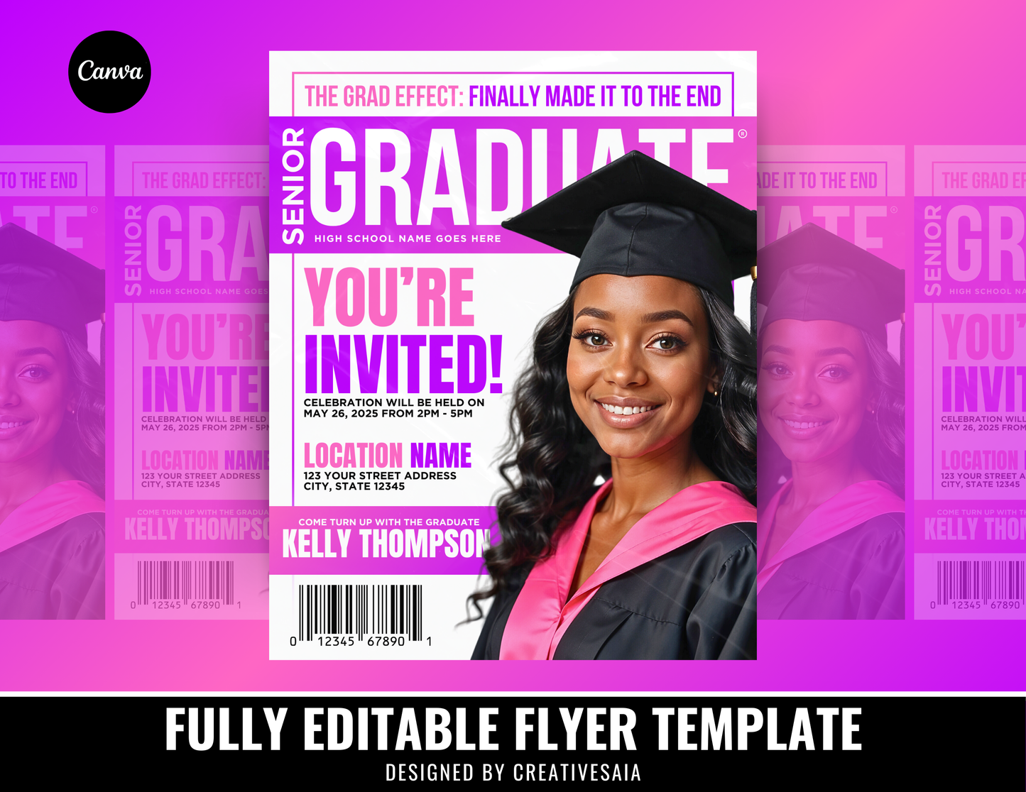 Graduation Flyer | Customizable DIY Invitation Flyer | Magazine Cover Flyer