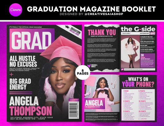 Graduation Magazine + Activity Booklet | Customizable DIY Booklet | Grad Party Decor | XXL Inspired