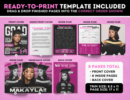 Graduation Magazine + Activity Booklet | Customizable DIY Booklet | Grad Party Decor