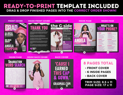 Graduation Magazine + Activity Booklet | Customizable DIY Booklet | Grad Party Decor | XXL Inspired