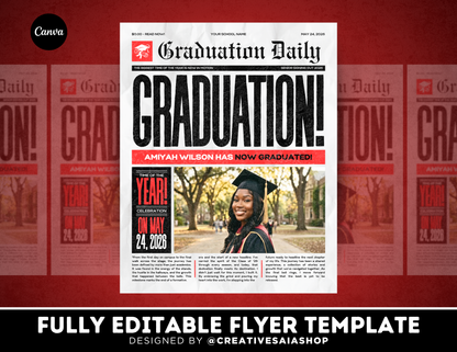 Graduation Flyer | Customizable DIY Invitation Flyer | Newspaper Inspired