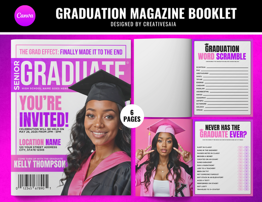 Graduation Magazine + Activity Booklet | Customizable DIY Booklet | Grad Party Decor