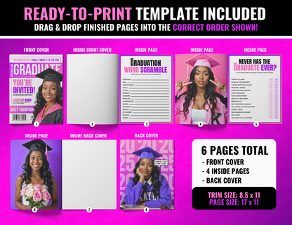 Graduation Magazine + Activity Booklet | Customizable DIY Booklet | Grad Party Decor