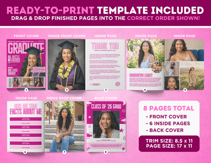 Graduation Magazine + Activity Booklet | Customizable DIY Booklet | Grad Party Decor | Sports Inspired