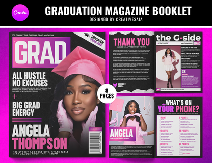 Graduation Magazine + Activity Booklet | Customizable DIY Booklet | Grad Party Decor