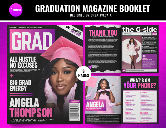 Graduation Magazine + Activity Booklet | Customizable DIY Booklet | Grad Party Decor