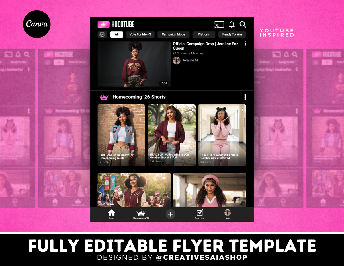 Homecoming Flyer | Customizable DIY HOCO Flyer | YouTube Inspired