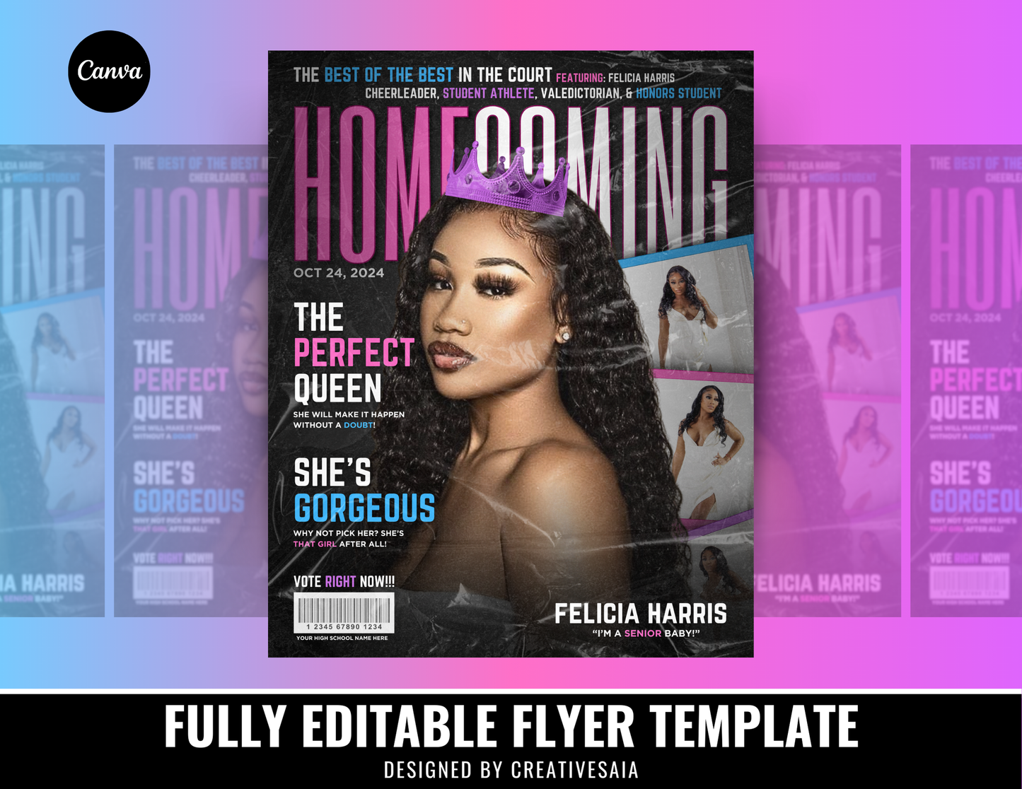 Homecoming Flyer | Customizable DIY HOCO Flyer | Characteristics Magazine Cover Flyer