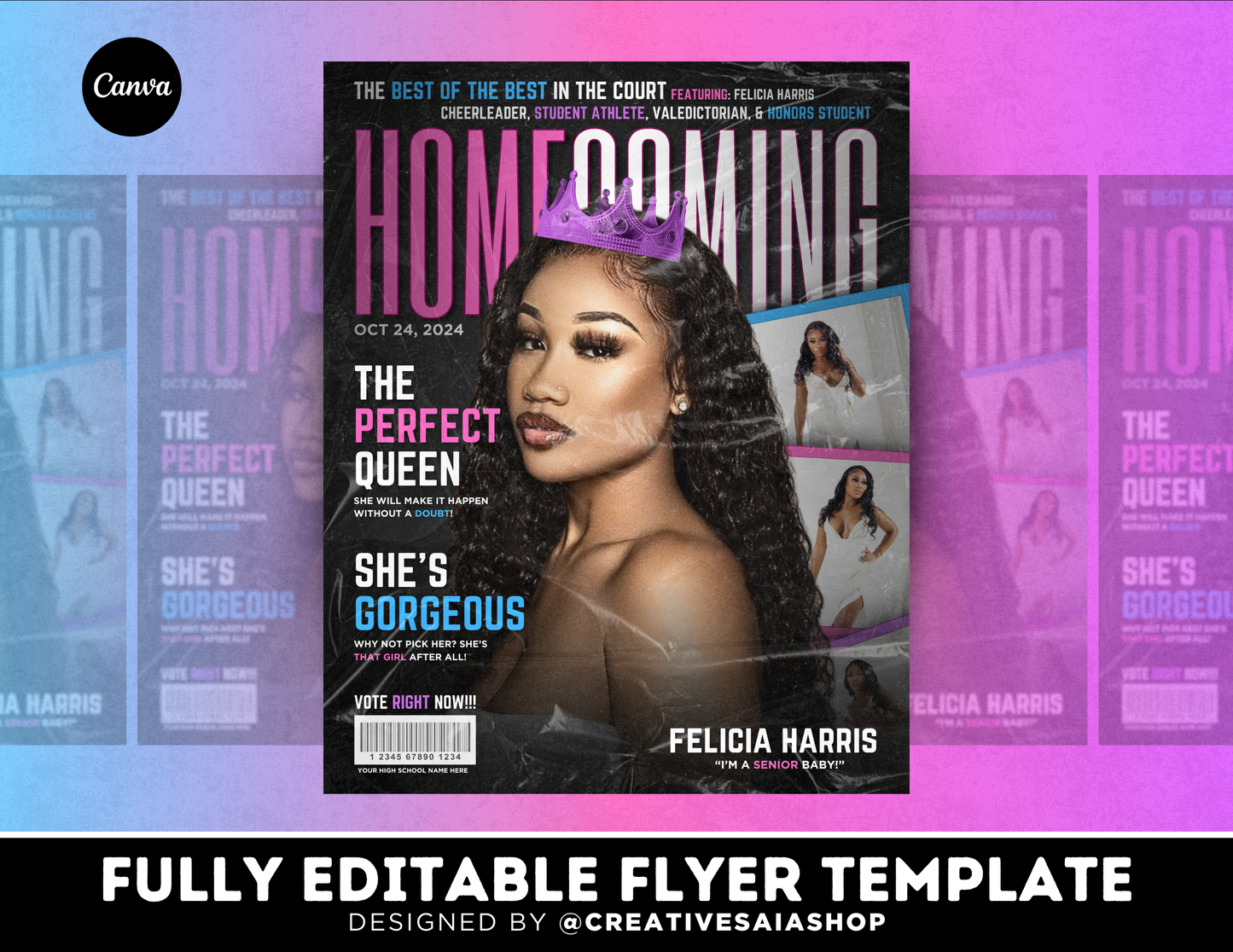 Homecoming Flyer | Customizable DIY HOCO Flyer | Characteristics Magazine Cover Flyer