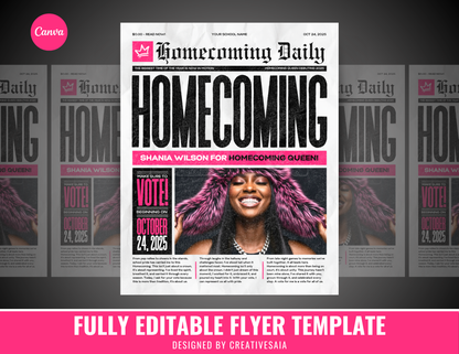 Homecoming Flyer | Customizable DIY HOCO Flyer | Daily News | Newspaper Flyer