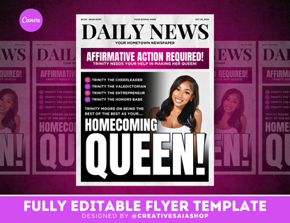 Homecoming Flyer | Customizable DIY HOCO Flyer | Daily News | Newspaper Flyer