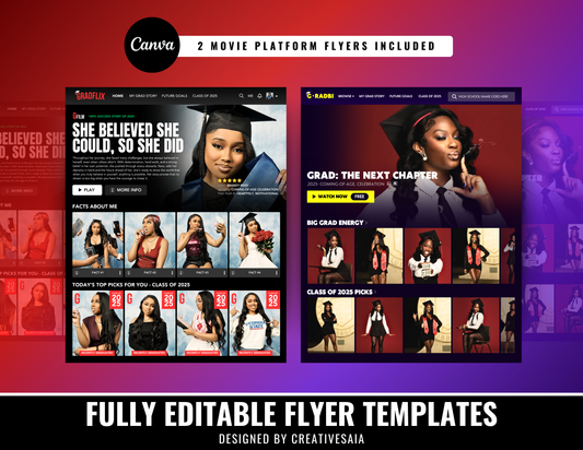 Graduation Flyers | Customizable DIY Invitation Flyers | Graduate Times | Movie Platform Flyers