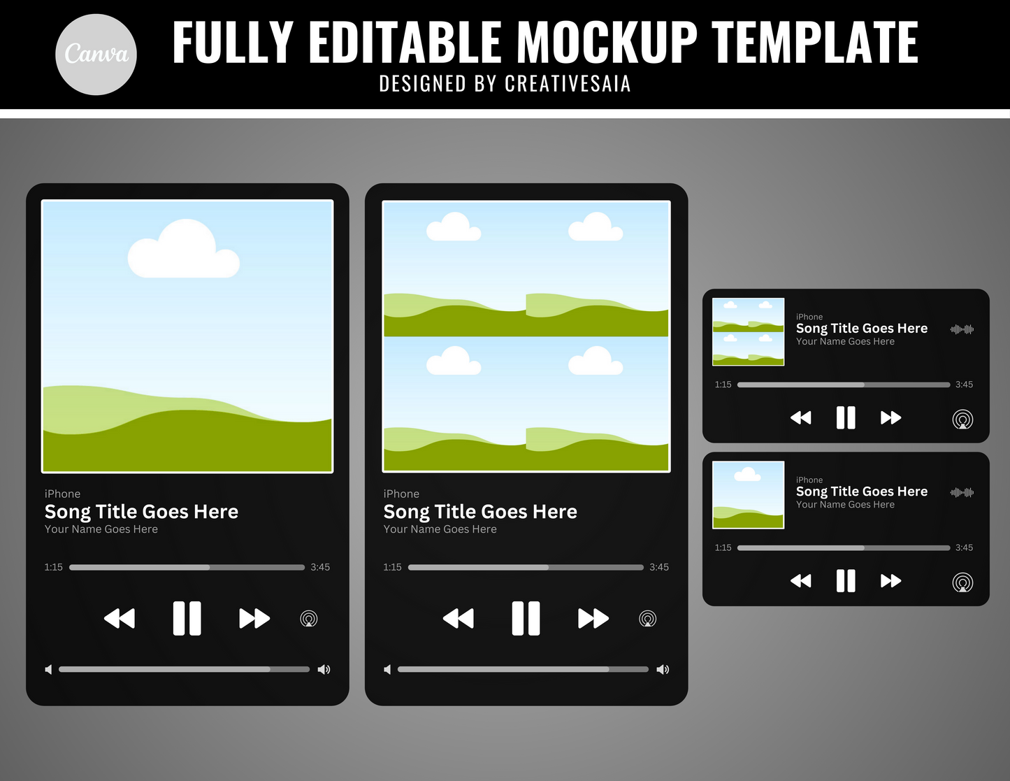 Music Playlist Mockups | Canva Screen Frame | Easy Drag & Drop